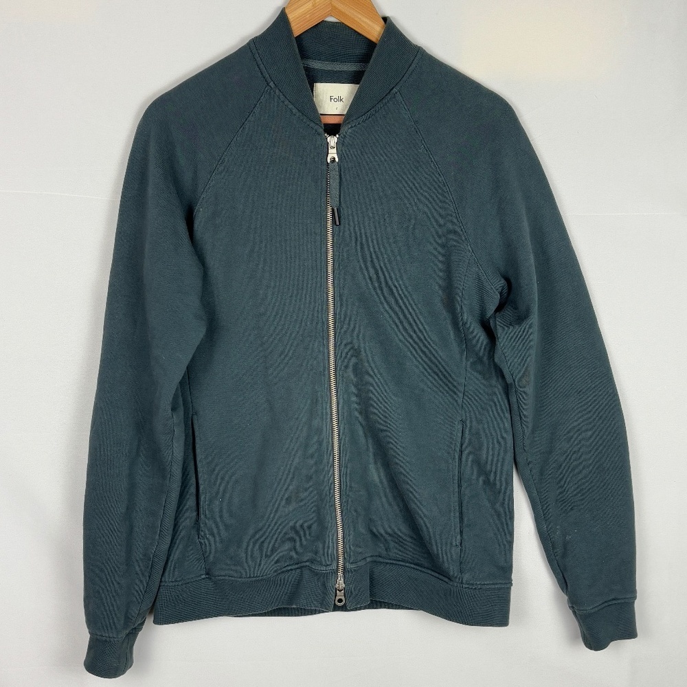 Folk Dark Teal Zip-Up Sweatshirt
